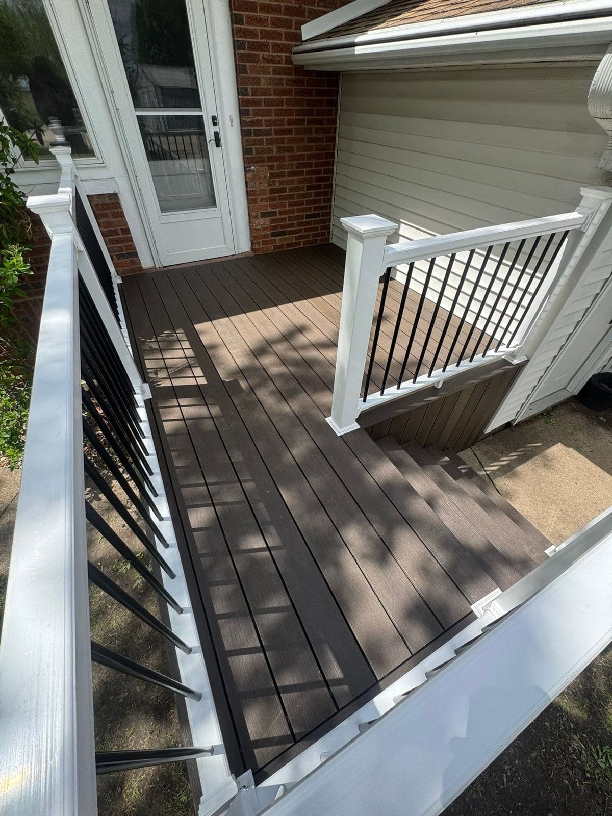 New composite deck boards in afternoon light